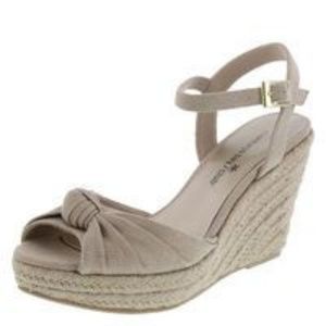 Natural & Gold Fabric Knot Detail Espadrilles